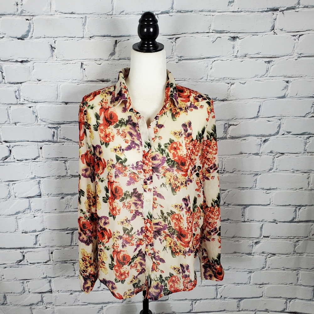 Nasty Gal Floral Button Down Shirt